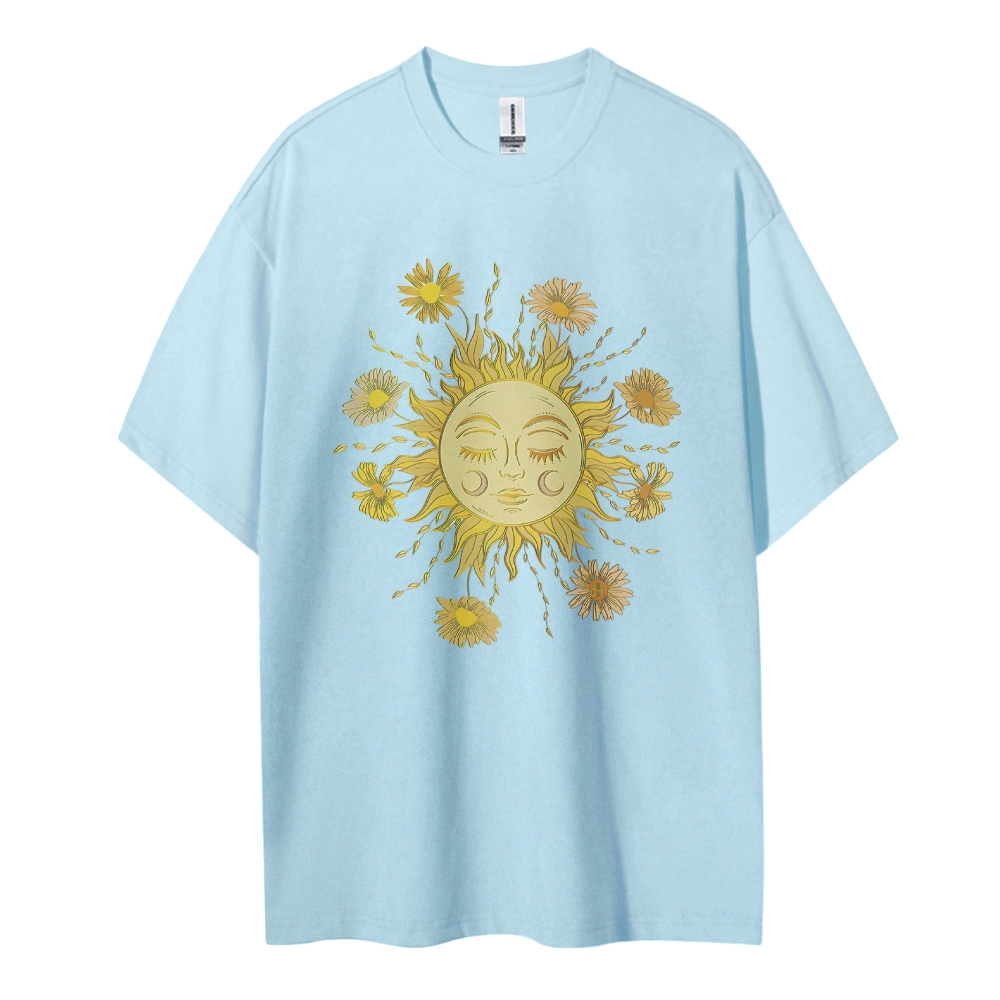 Cotton T-Shirt | Unisex Fit Hippie Sun Graphic Tee | TIDESENCE
