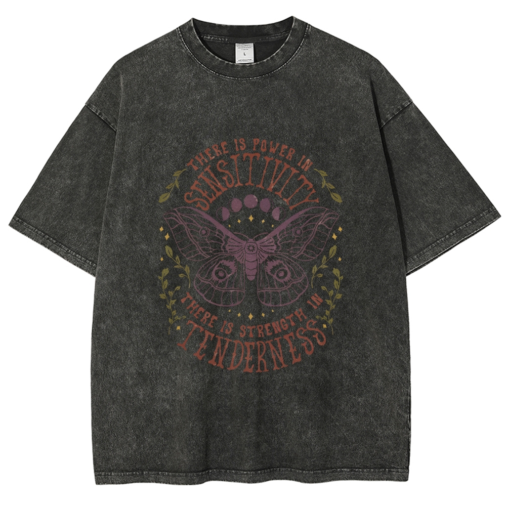 Washed T-Shirt | Unisex Fit Butterfly Graphic Tee | TIDESENCE