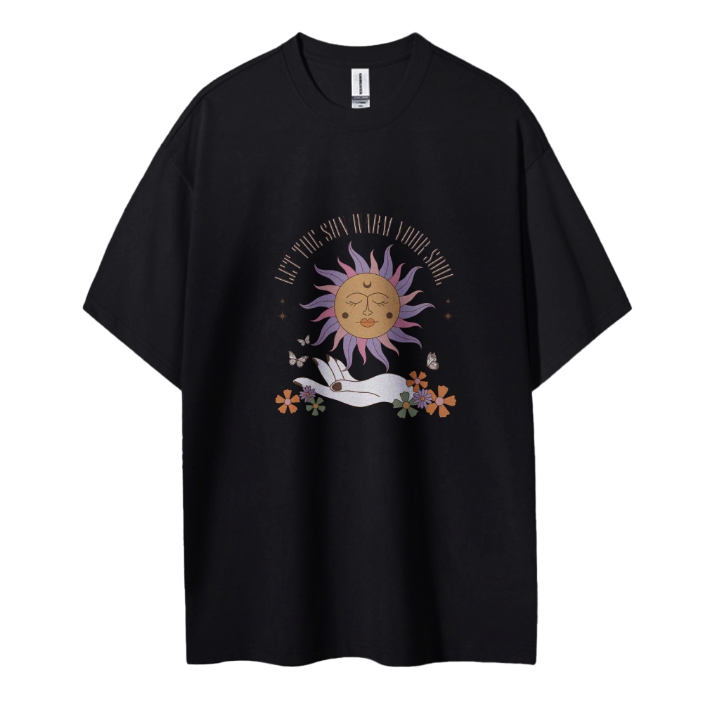 Cotton T-Shirt | Unisex Fit Hippie Sun Graphic Tee | TIDESENCE