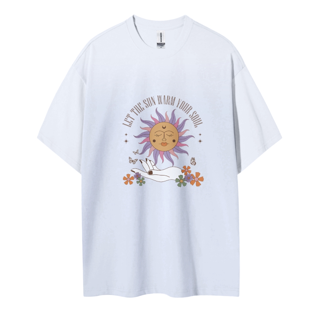 Cotton T-Shirt | Unisex Fit Hippie Sun Graphic Tee | TIDESENCE