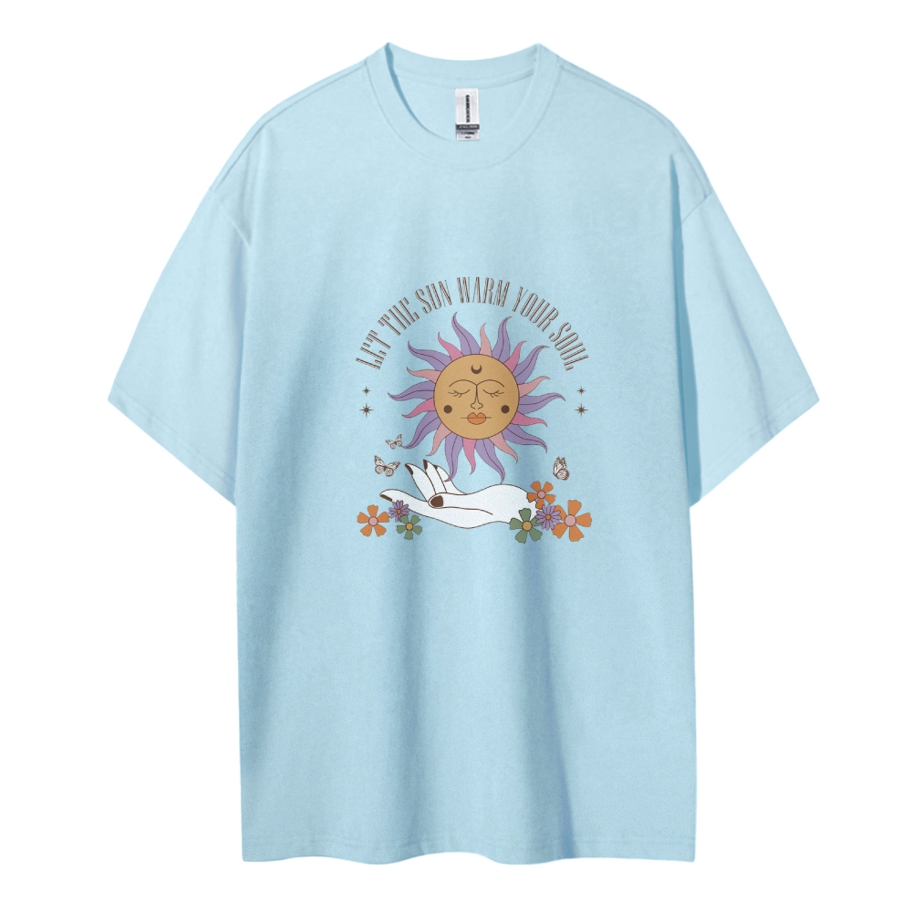 Cotton T-Shirt | Unisex Fit Hippie Sun Graphic Tee | TIDESENCE