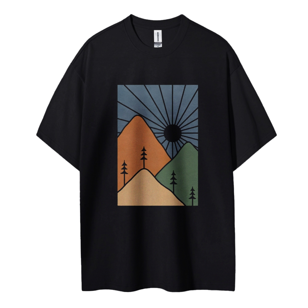 Cotton T-Shirt | Unisex Fit Landscape Graphic Tee | TIDESENCE