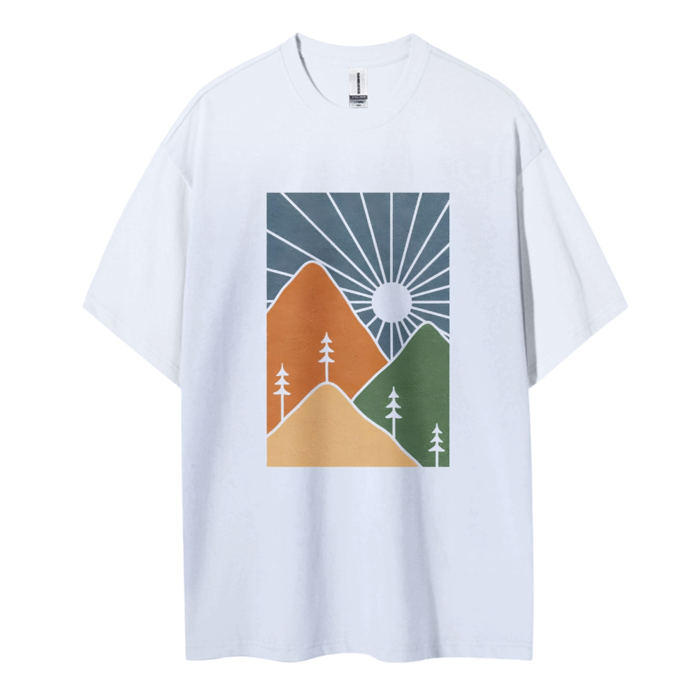 Cotton T-Shirt | Unisex Fit Landscape Graphic Tee | TIDESENCE