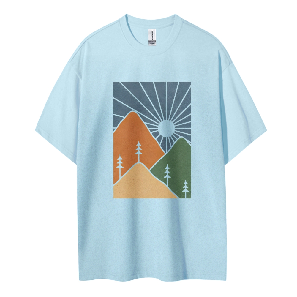 Cotton T-Shirt | Unisex Fit Landscape Graphic Tee | TIDESENCE