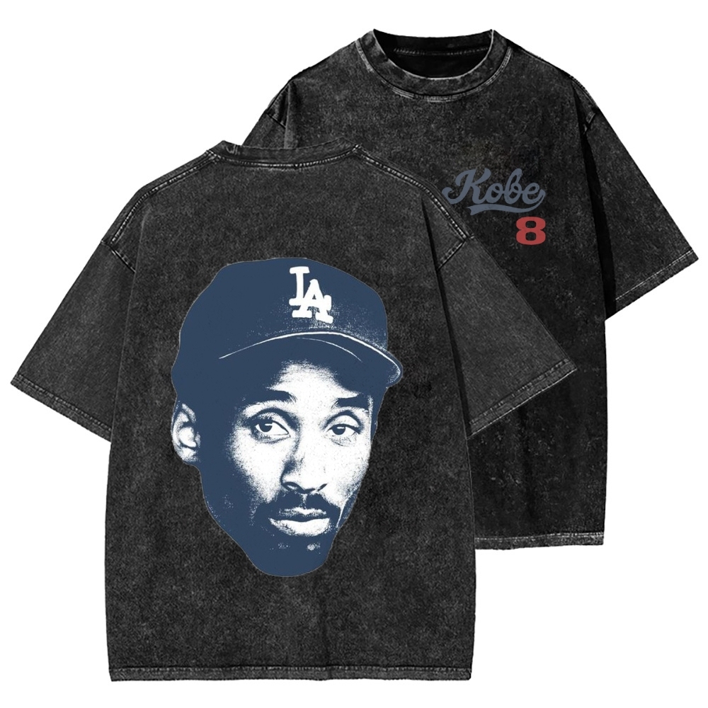 DODGERS KOBE Unisex Vintage Style Loose Fit Printed Washed Tee
