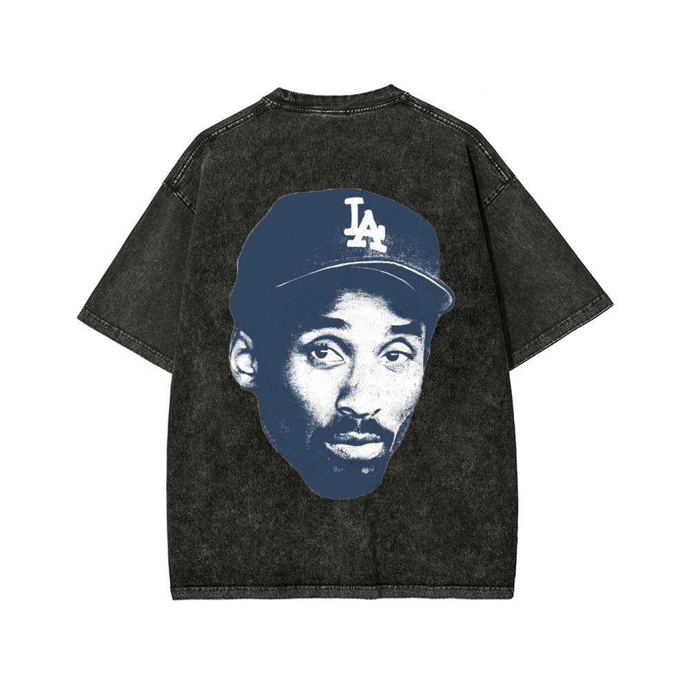 DODGERS KOBE Unisex Vintage Style Loose Fit Printed Washed Tee