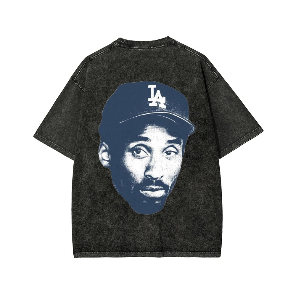 DODGERS KOBE Unisex Vintage Style Loose Fit Printed Washed Tee