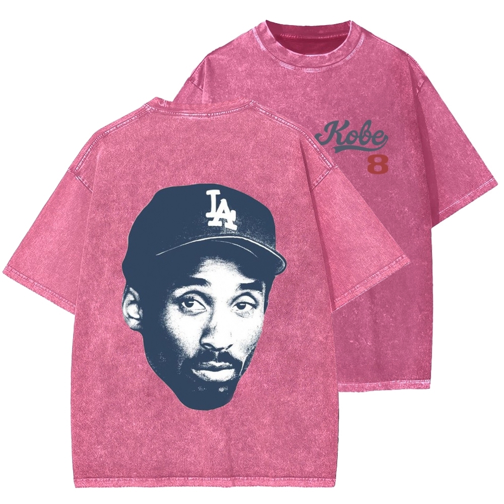 DODGERS KOBE Unisex Vintage Style Loose Fit Printed Washed Tee