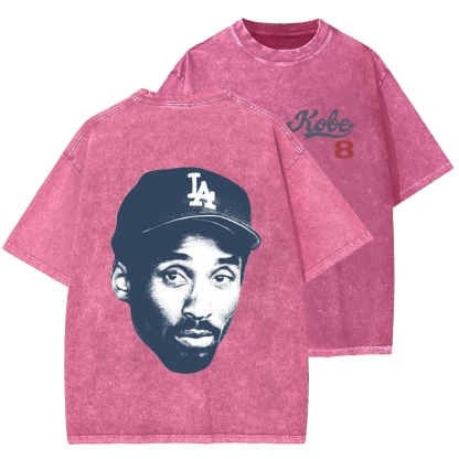 DODGERS KOBE Unisex Vintage Style Loose Fit Printed Washed Tee