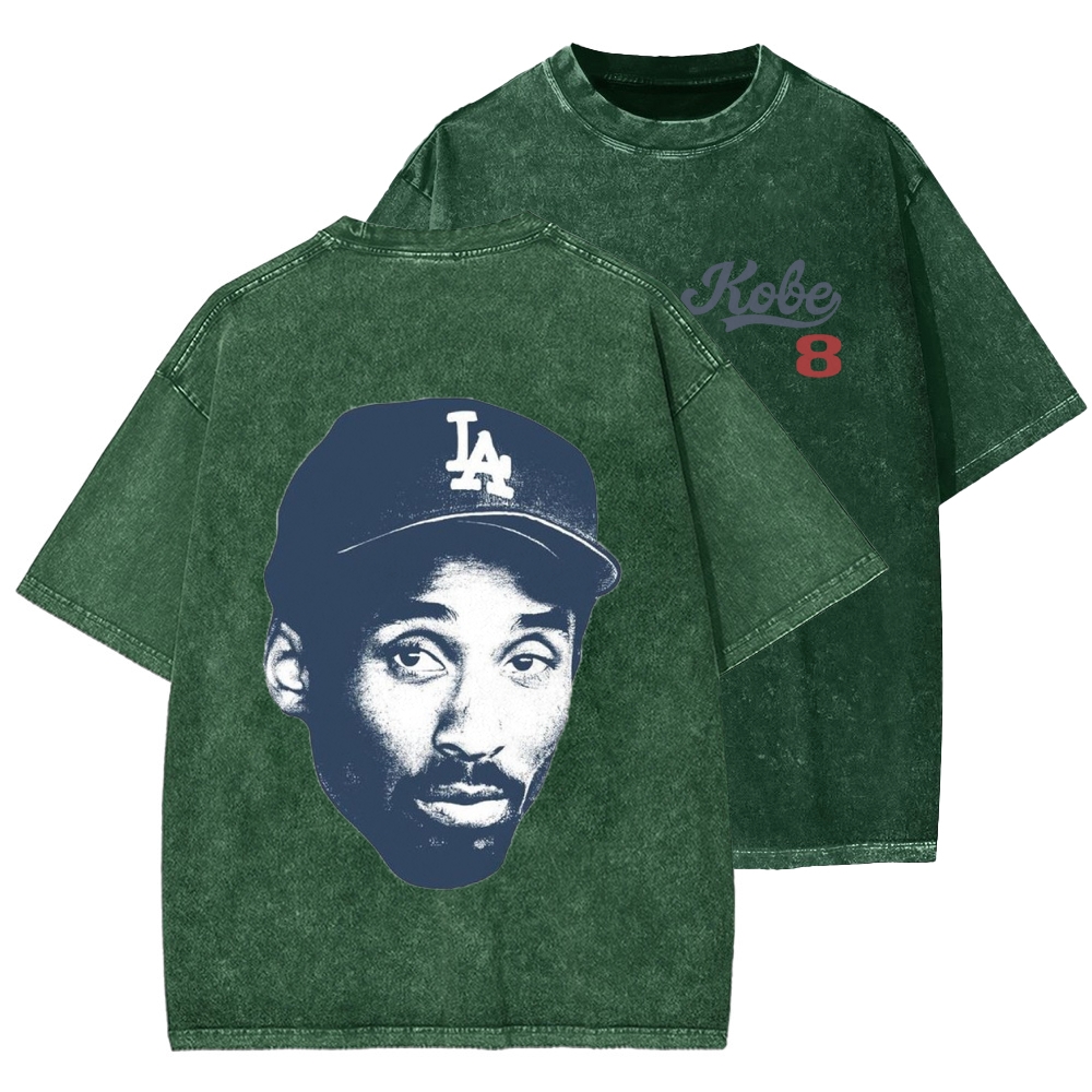 DODGERS KOBE Unisex Vintage Style Loose Fit Printed Washed Tee
