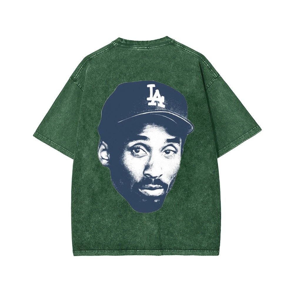 DODGERS KOBE Unisex Vintage Style Loose Fit Printed Washed Tee