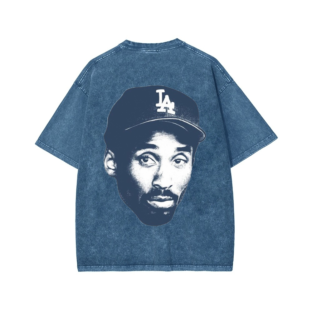 DODGERS KOBE Unisex Vintage Style Loose Fit Printed Washed Tee