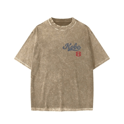 DODGERS KOBE Unisex Vintage Style Loose Fit Printed Washed Tee