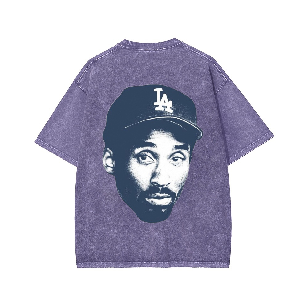 DODGERS KOBE Unisex Vintage Style Loose Fit Printed Washed Tee