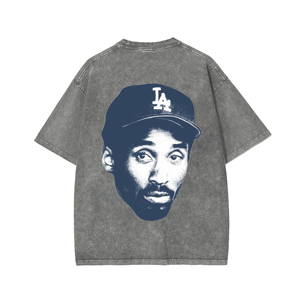 DODGERS KOBE Unisex Vintage Style Loose Fit Printed Washed Tee