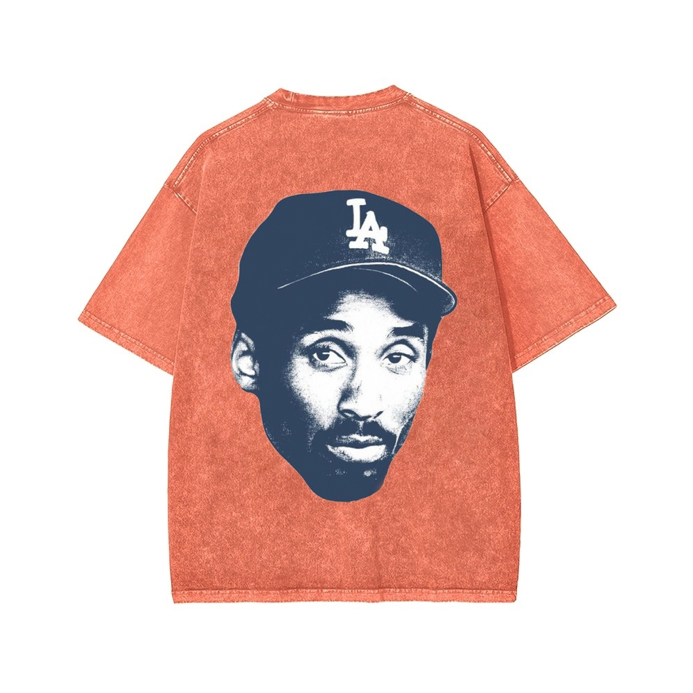 DODGERS KOBE Unisex Vintage Style Loose Fit Printed Washed Tee