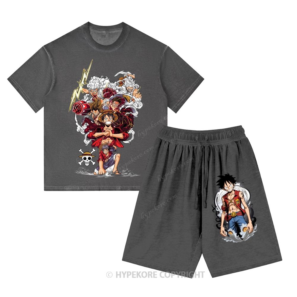 One Piece Washed Tee&Shorts Set