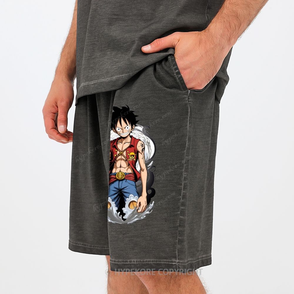 One Piece Washed Tee&Shorts Set