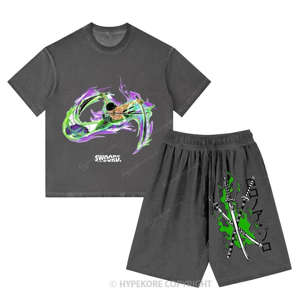 One Piece Washed Tee&Shorts Set