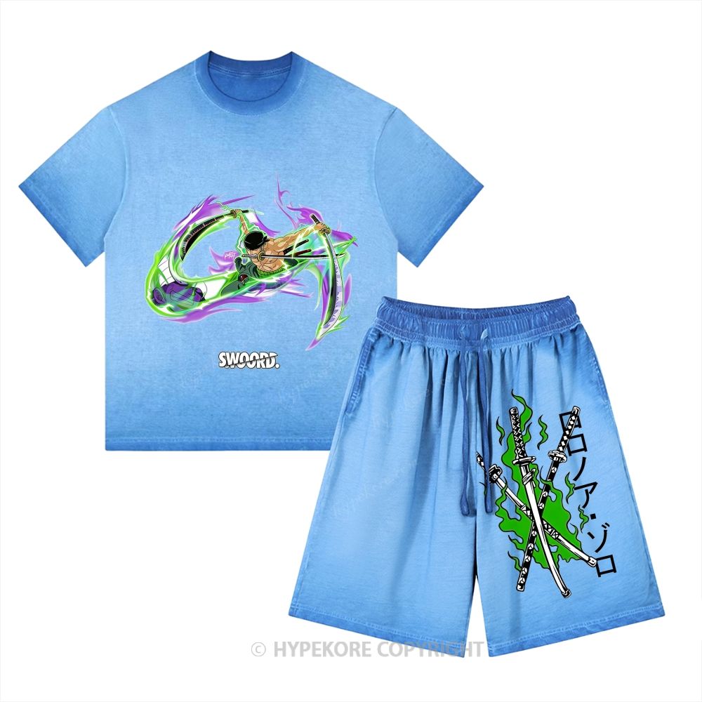 One Piece Washed Tee&Shorts Set