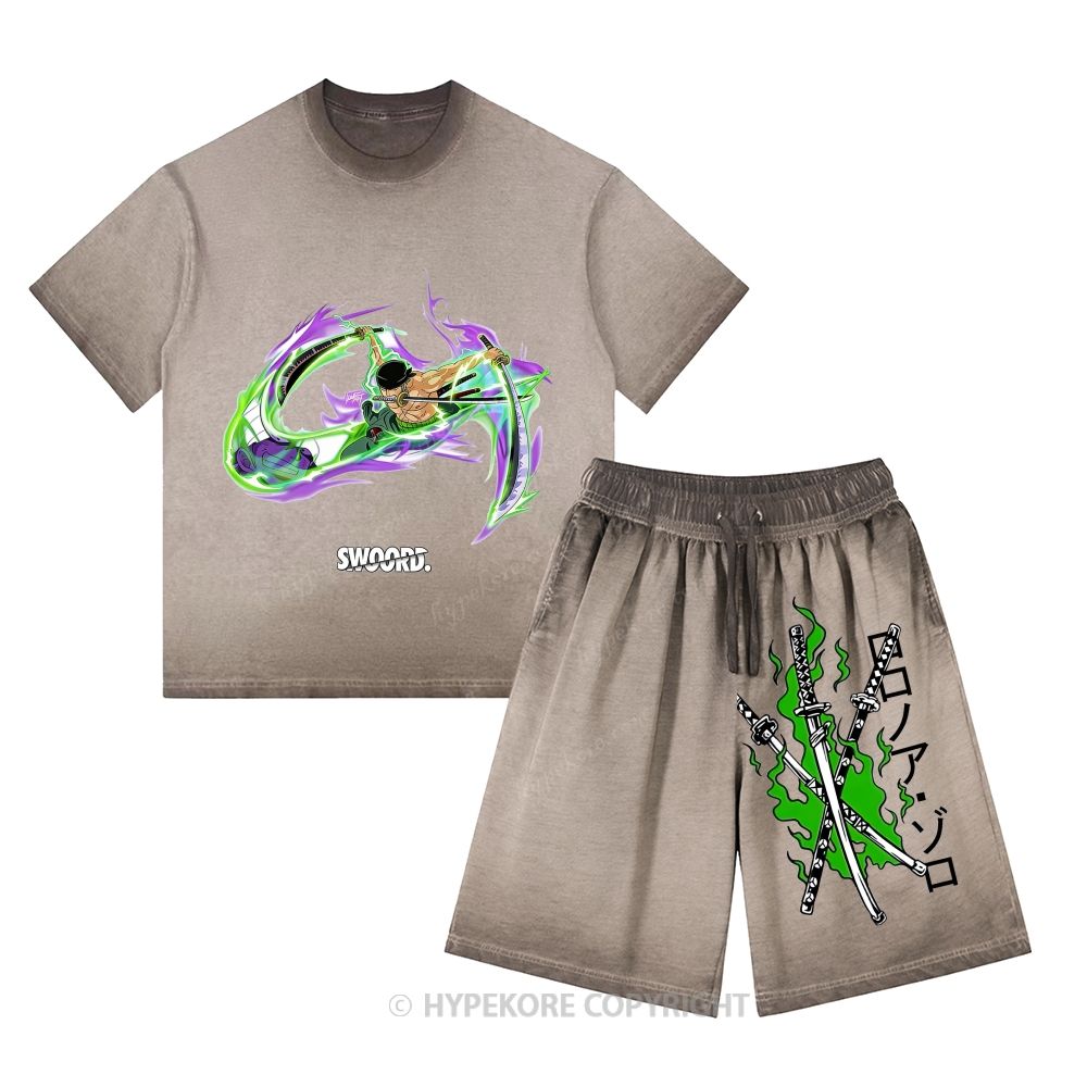 One Piece Washed Tee&Shorts Set