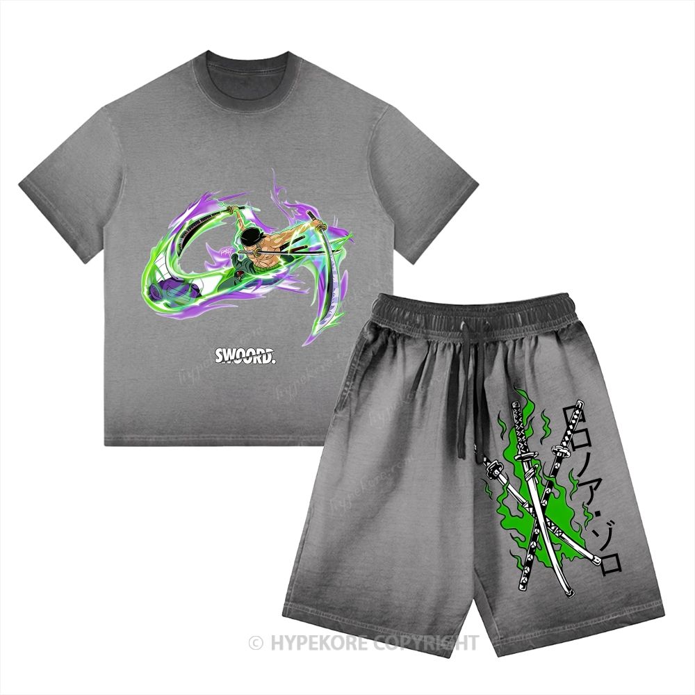 One Piece Washed Tee&Shorts Set