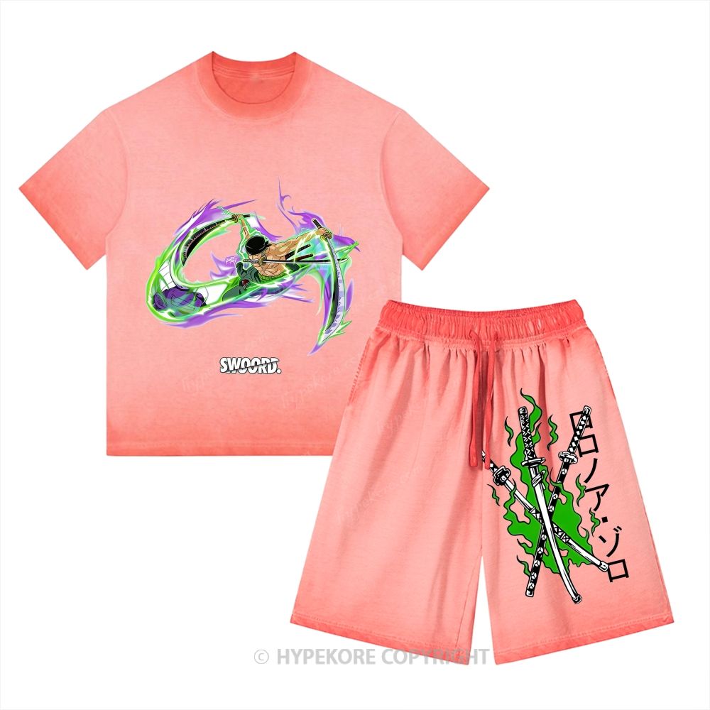 One Piece Washed Tee&Shorts Set