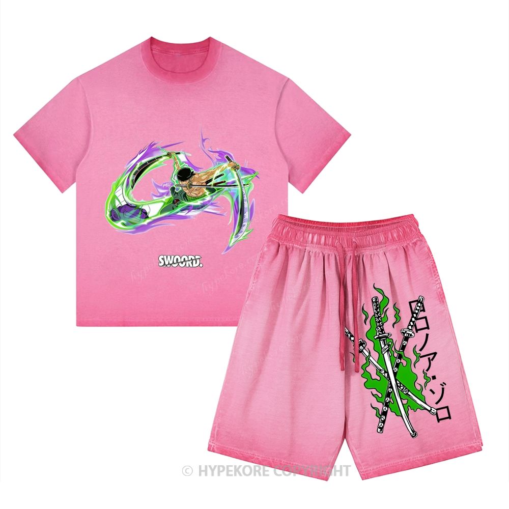 One Piece Washed Tee&Shorts Set