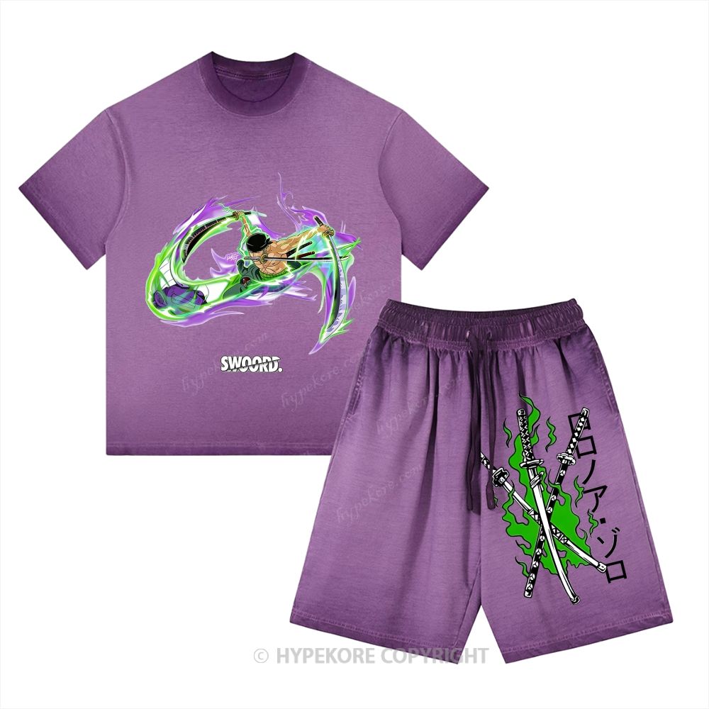 One Piece Washed Tee&Shorts Set