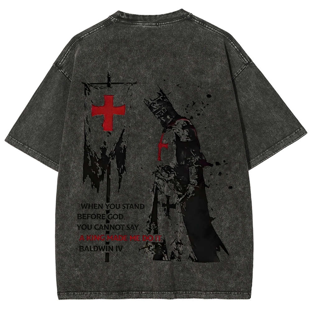 Knights Templar Crusader Banner Unisex Fit Washed T-Shirt 