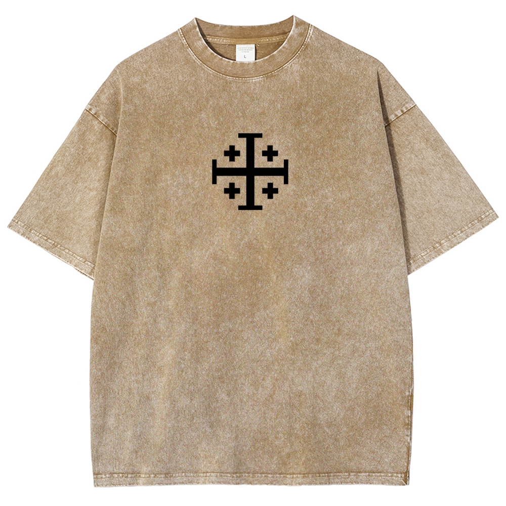 Knights Templar Crusader Banner Unisex Fit Washed T-Shirt 