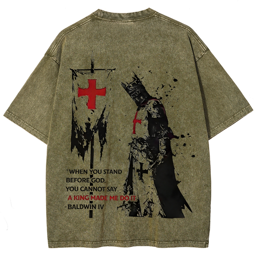 Knights Templar Crusader Banner Unisex Fit Washed T-Shirt 