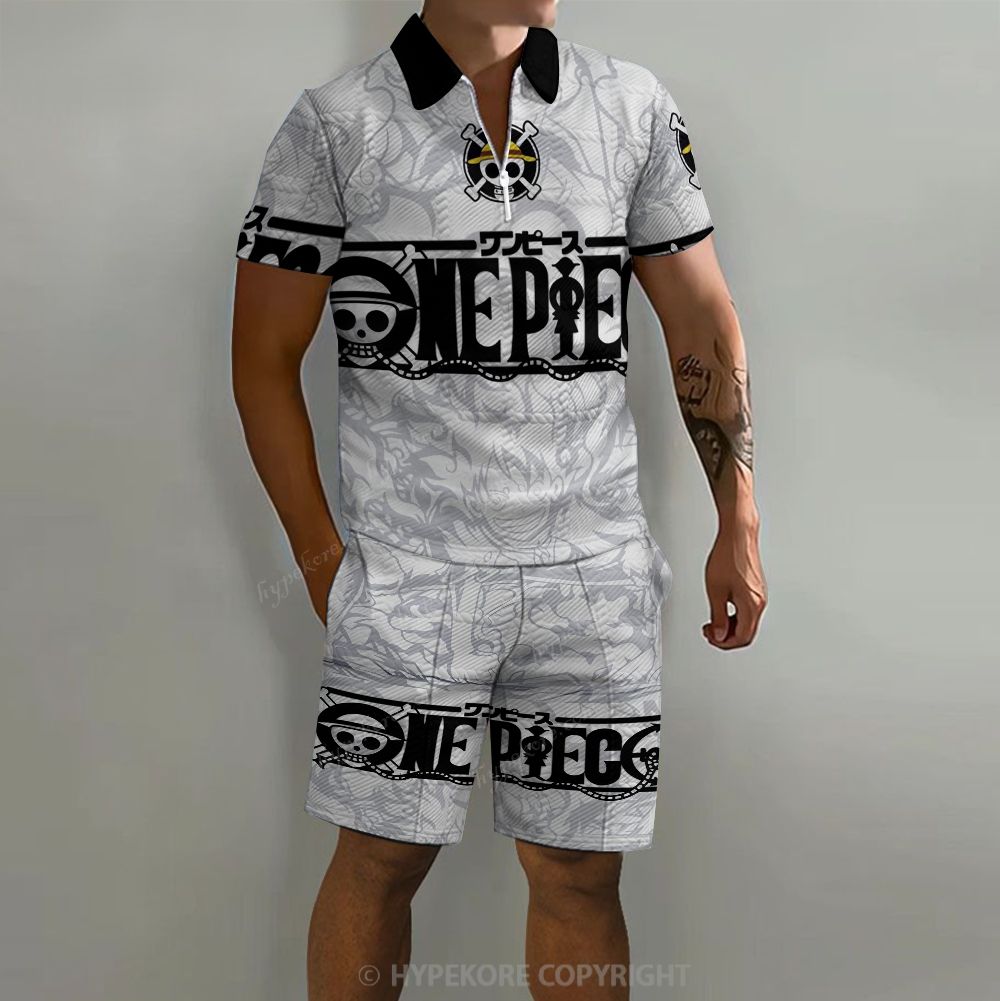 One Piece Men's Zip Polo Board Shorts Set