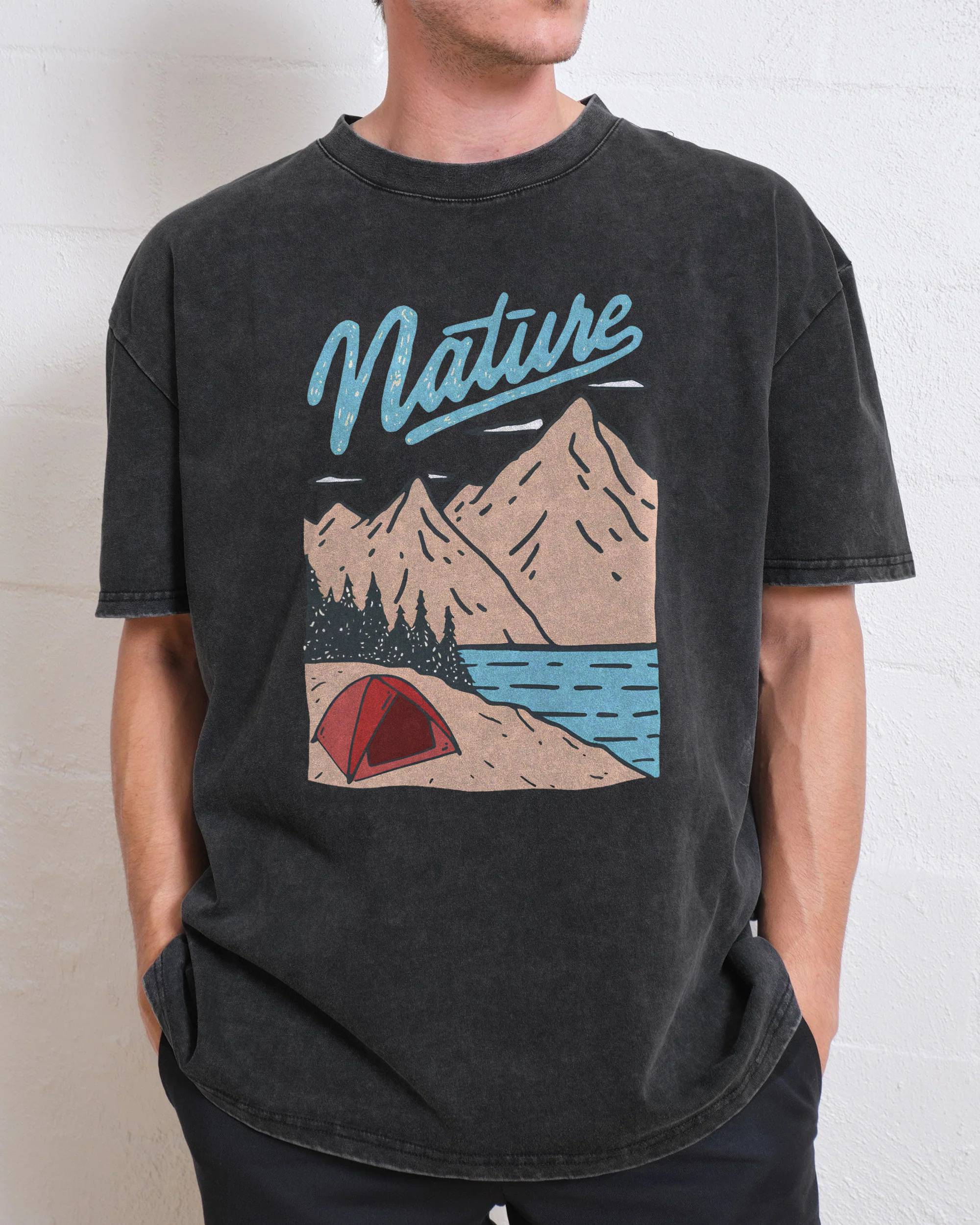 Washed T-Shirt | Unisex Landscape Adventure Outdoor Camping | TIDESENCE