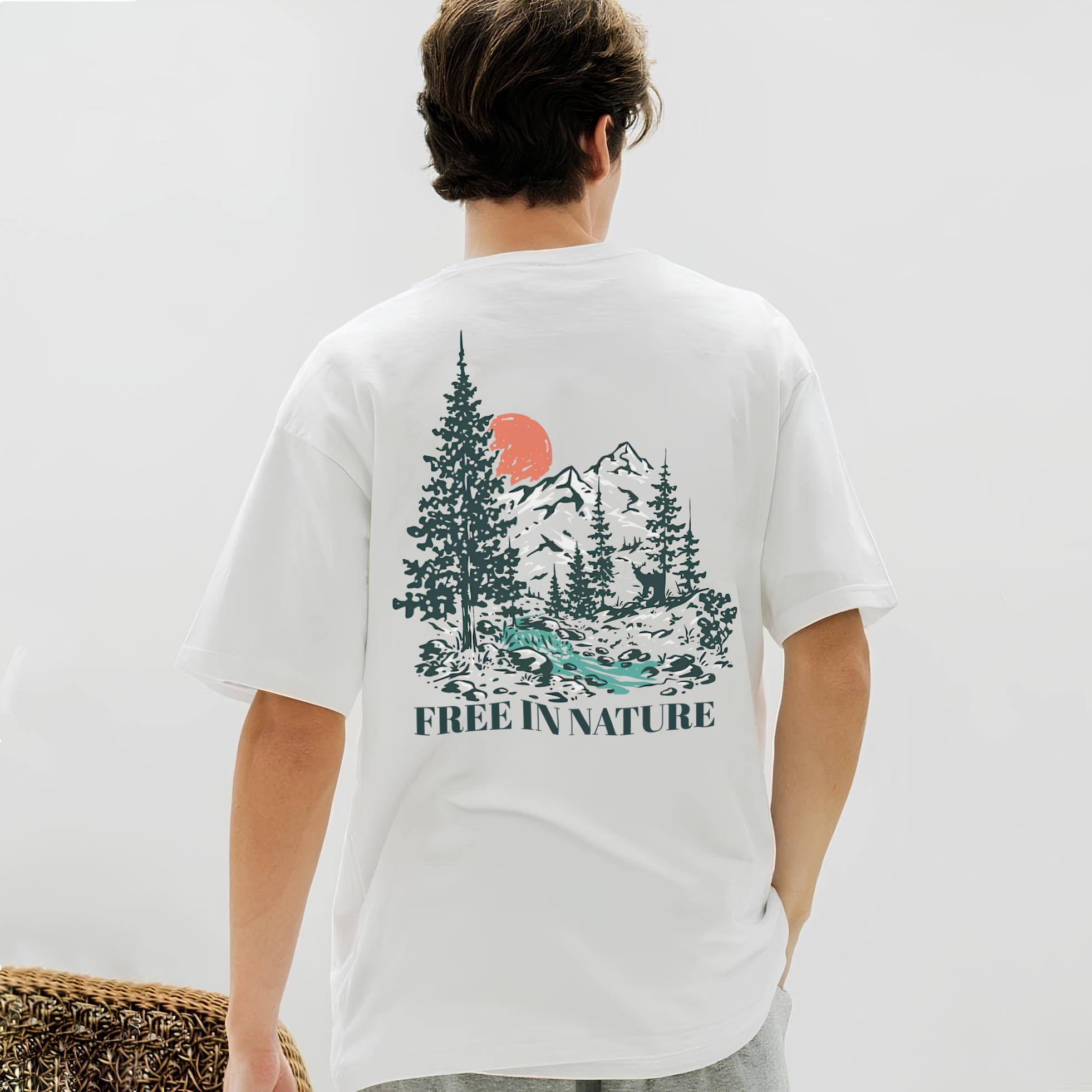 Cotton T-Shirt | Forest Free In Nature Casual Short Sleeve TEE | TIDESENCE