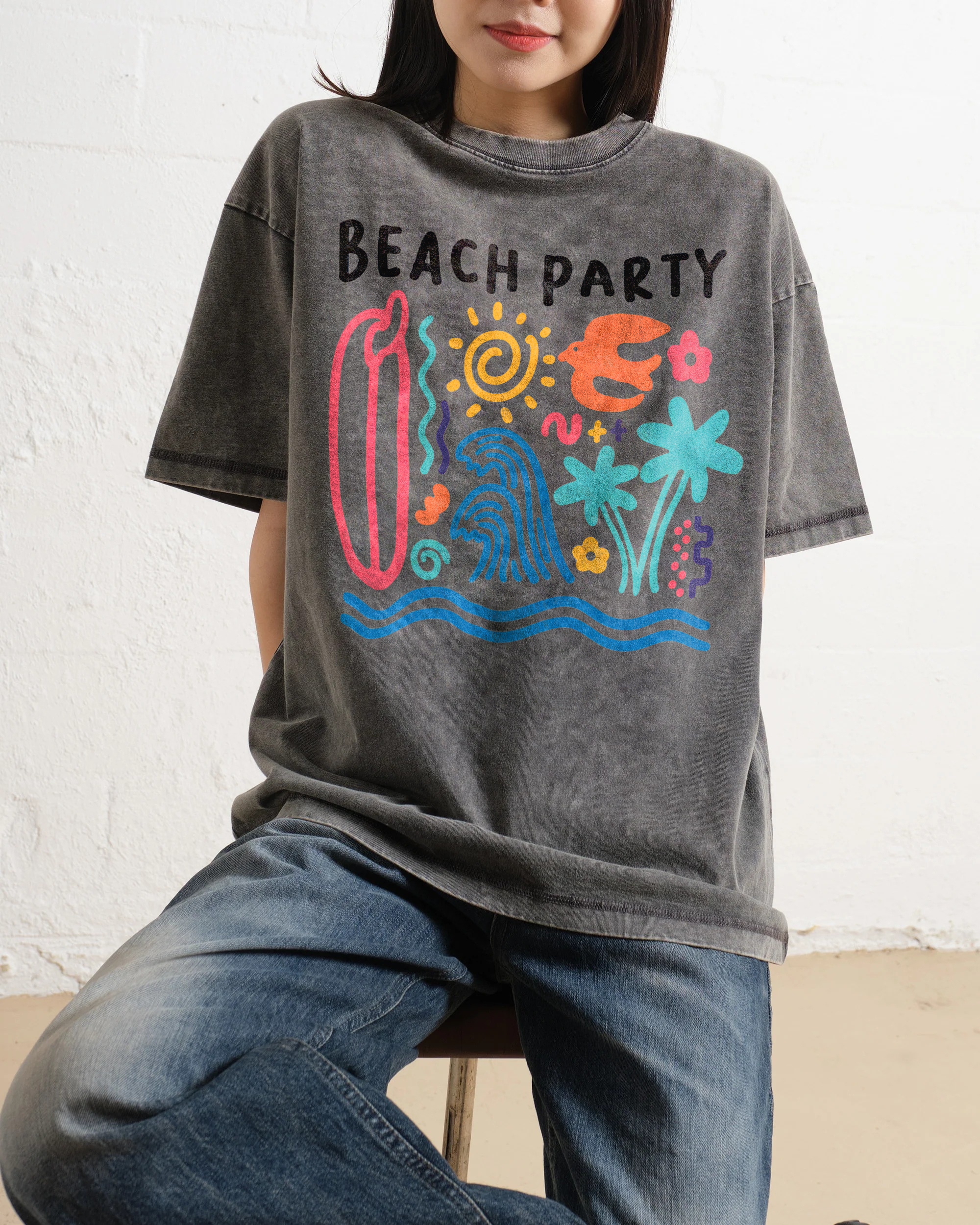 Washed T-Shirt | Surf Unisex Fit Beach Party | TIDESENCE
