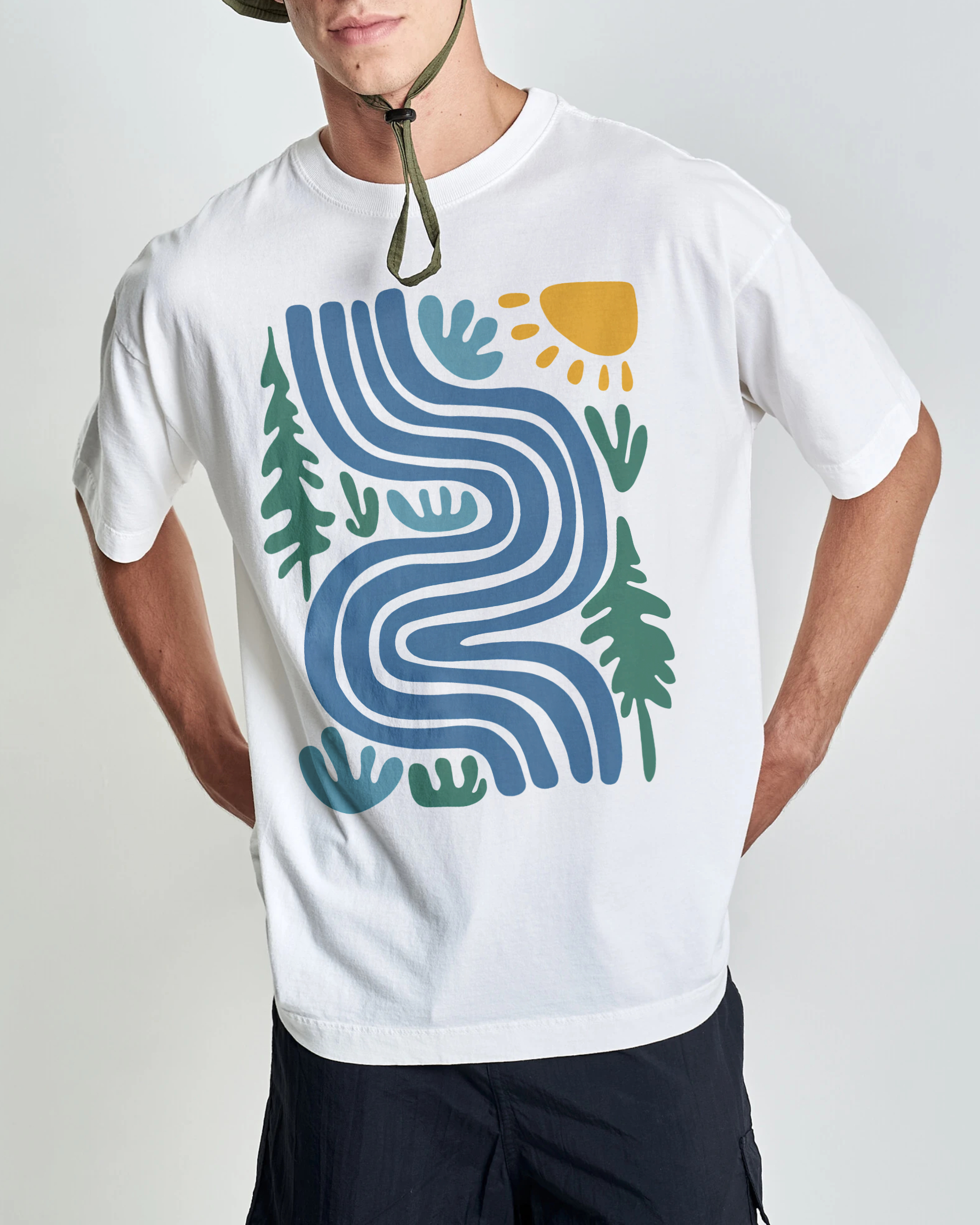 Cotton T-Shirt | Unsex Fit Forest River TEE | TIDESENCE