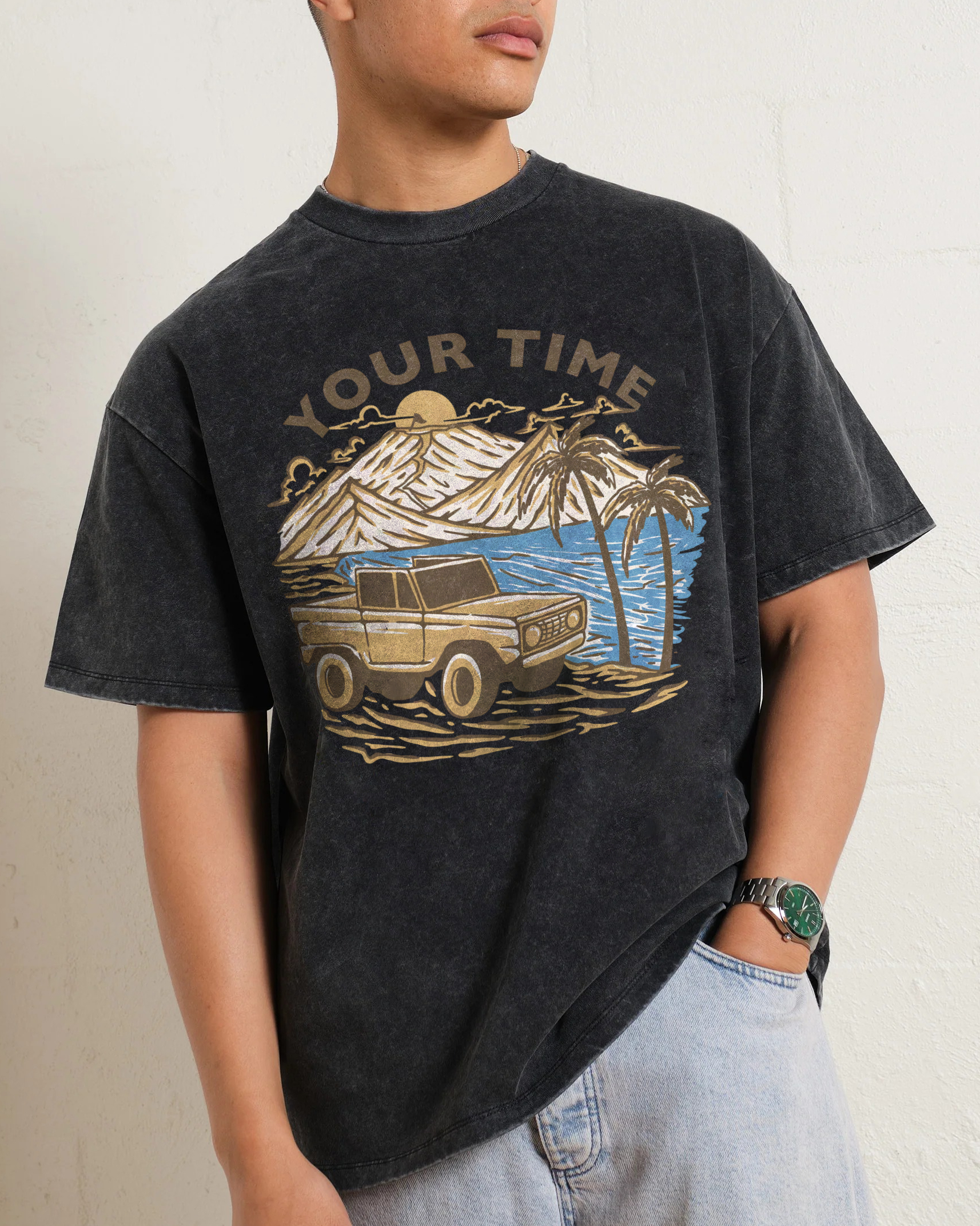 Washed T-Shirt | Beach Surf Journey Unisex Fit TEE | TIDESENCE