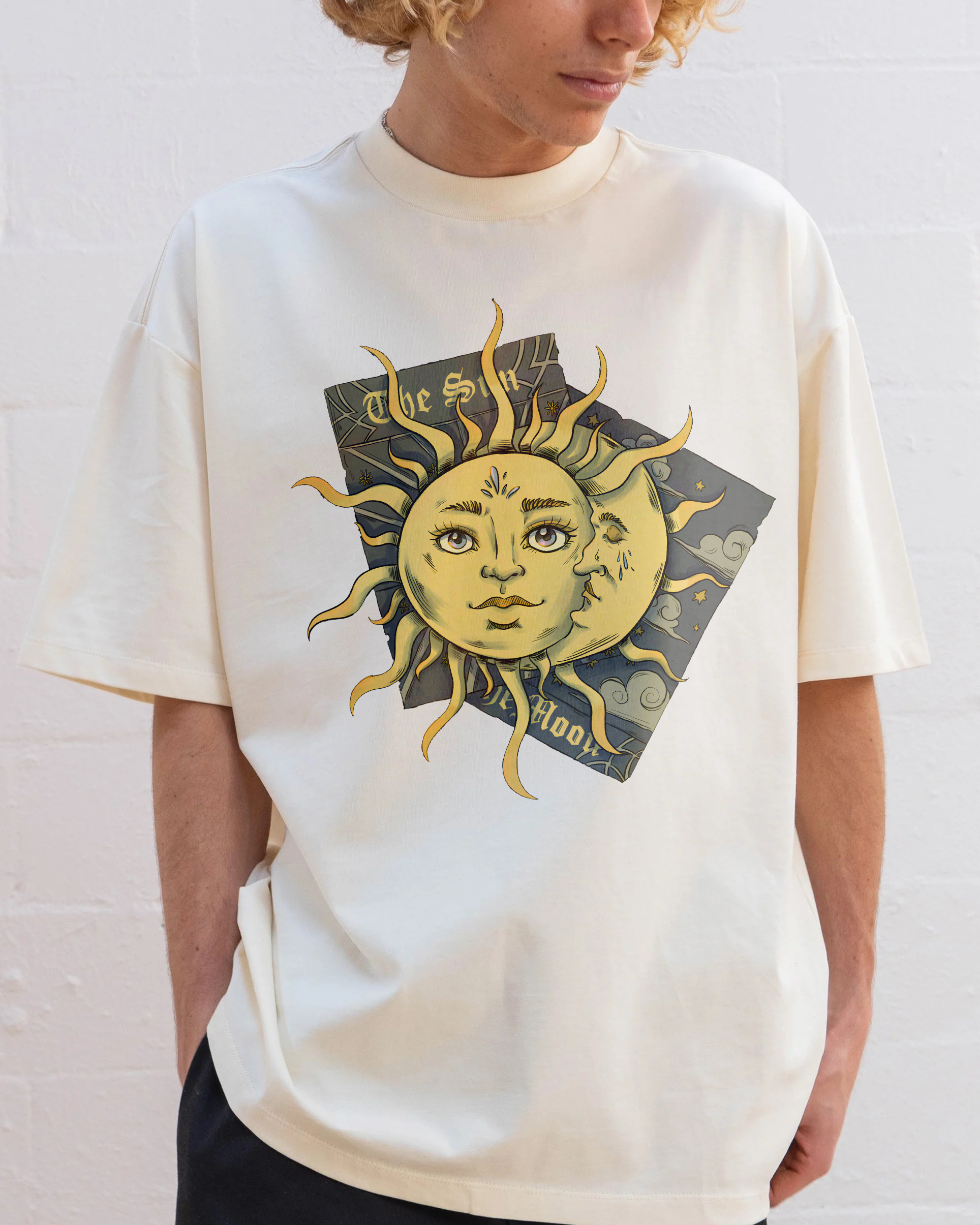 Cotton T-Shirt | Unisex Fit Hippie Sun and Moon Graphic Tee | TIDESENCE