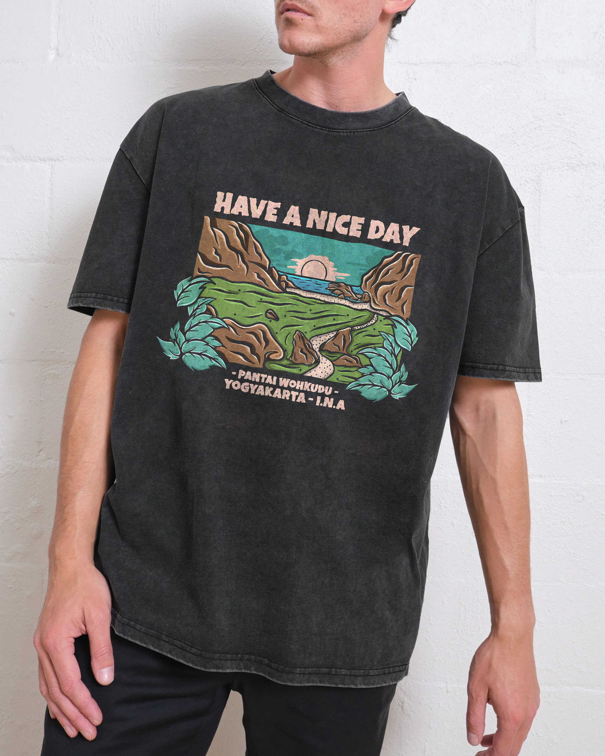 Washed T-Shirt | Landscape Unisex Fit Have A Nice Day | TIDESENCE