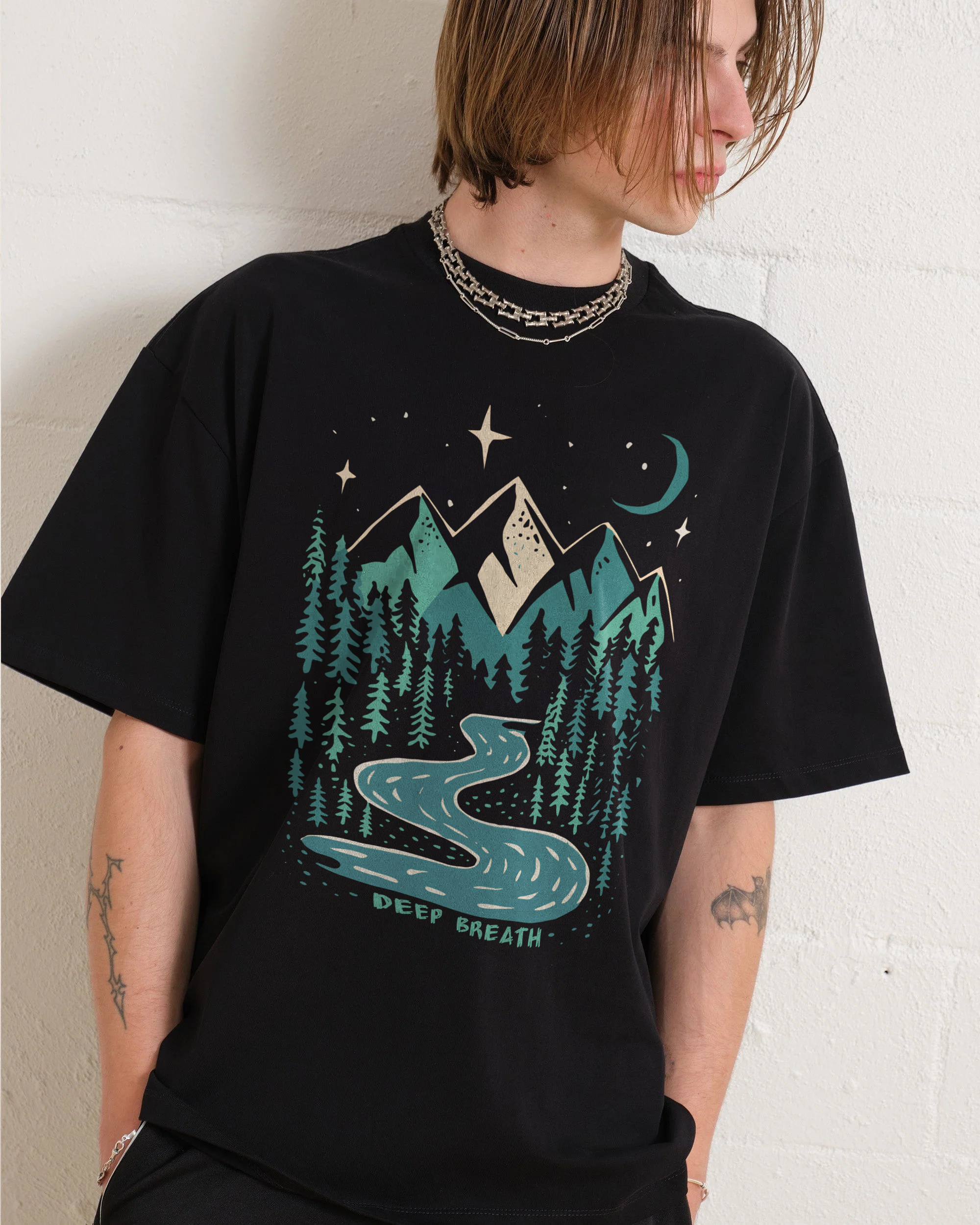 Cotton T-Shirt | Landscape Deep Breath Unisex Fit TEE | TIDESENCE