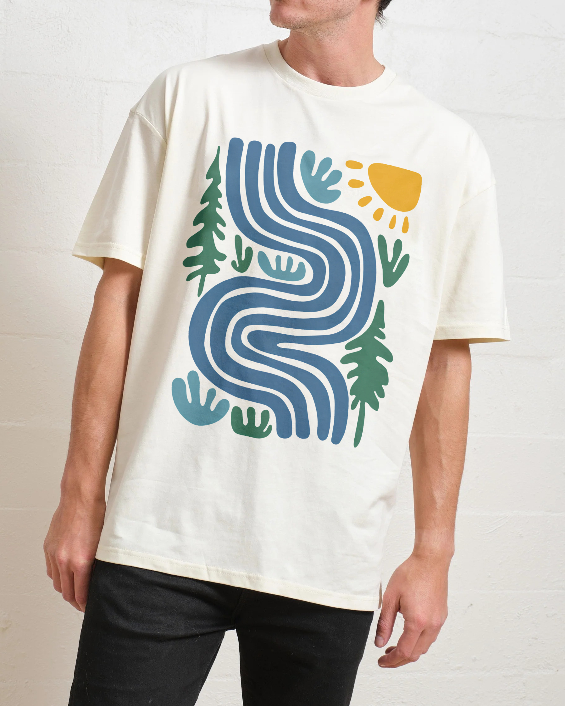 Cotton T-Shirt | Unsex Fit Forest River TEE | TIDESENCE