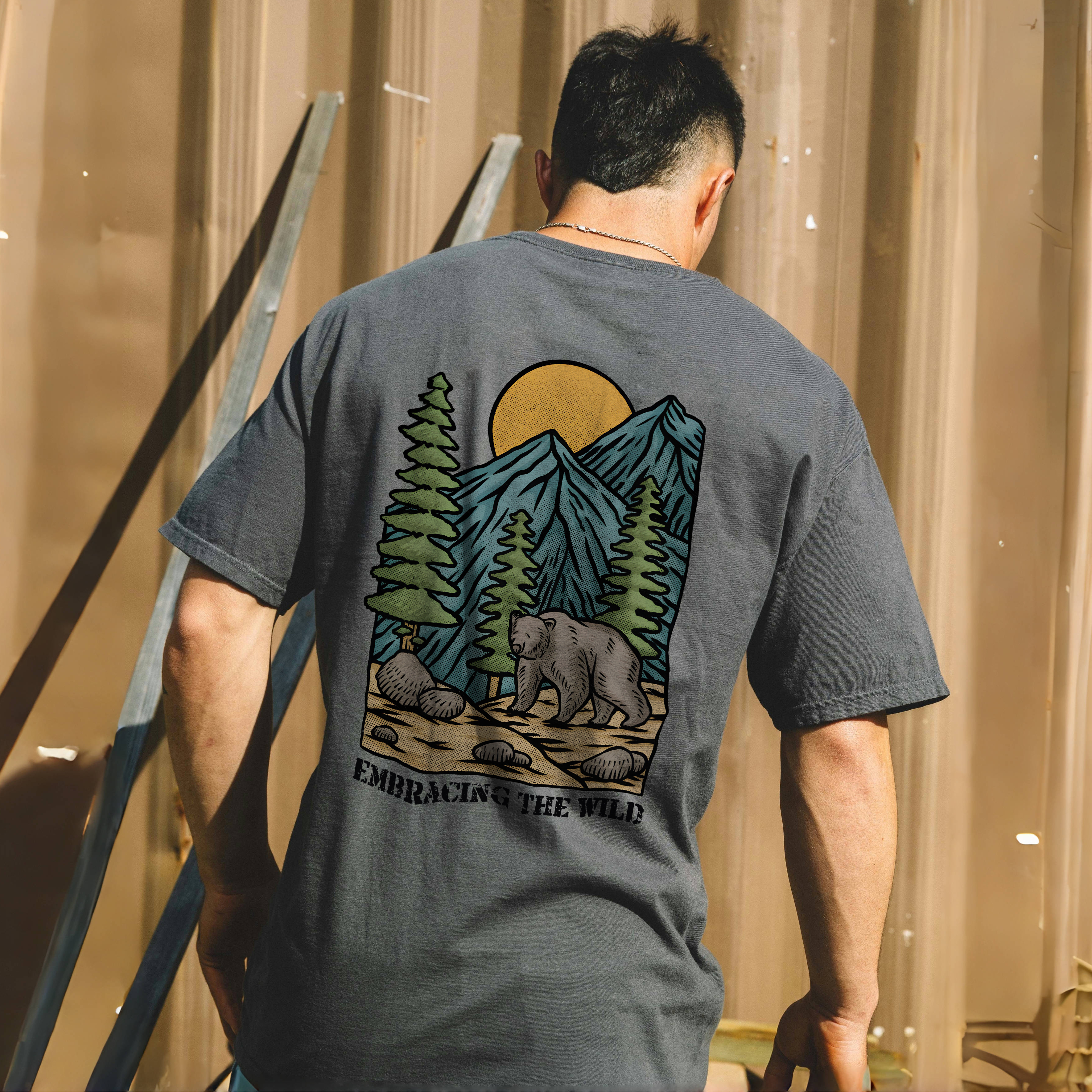 Cotton T-Shirt | Forest Embracing The Wild Short Sleeve TEE | TIDESENCE