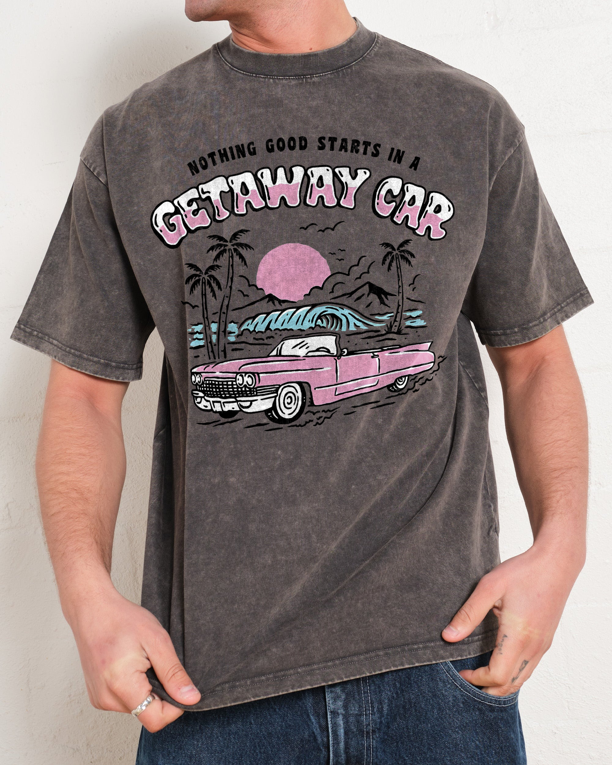 Washed T-Shirt | Adventure Journey Unisex Fit Getaway Car | TIDESENCE