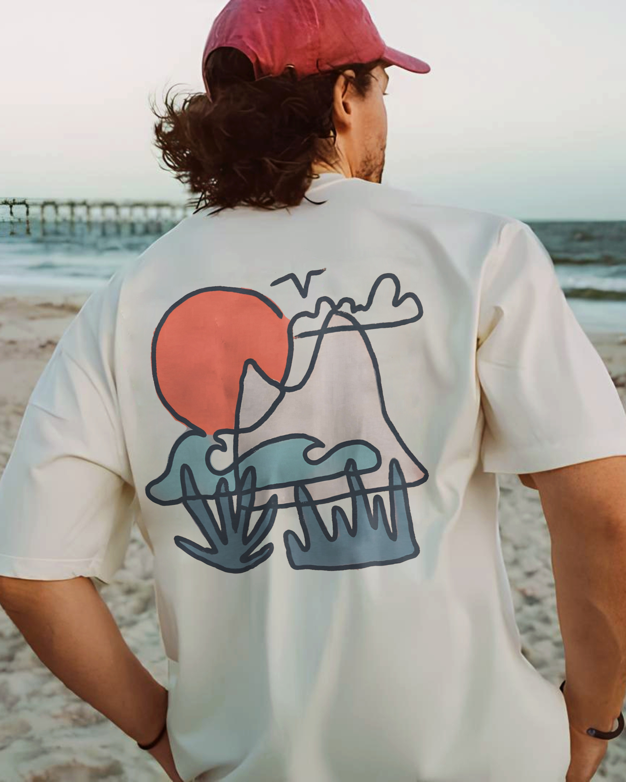 Cotton T-Shirt | Unisex Fit Oversize Landscape | TIDESENCE