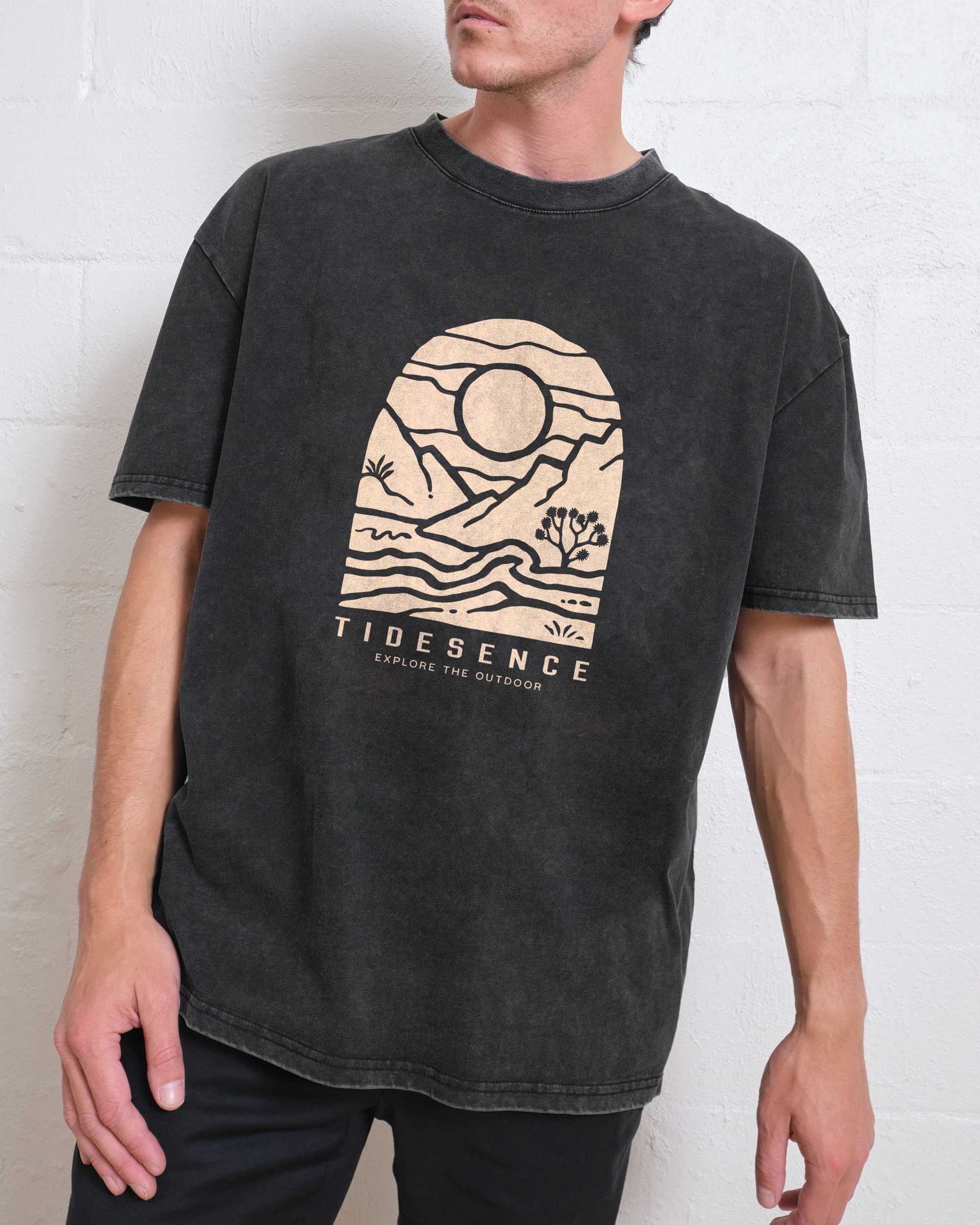 Washed T-Shirt | Landscape Unisex Fit Explore The Outdoor | TIDESENCE