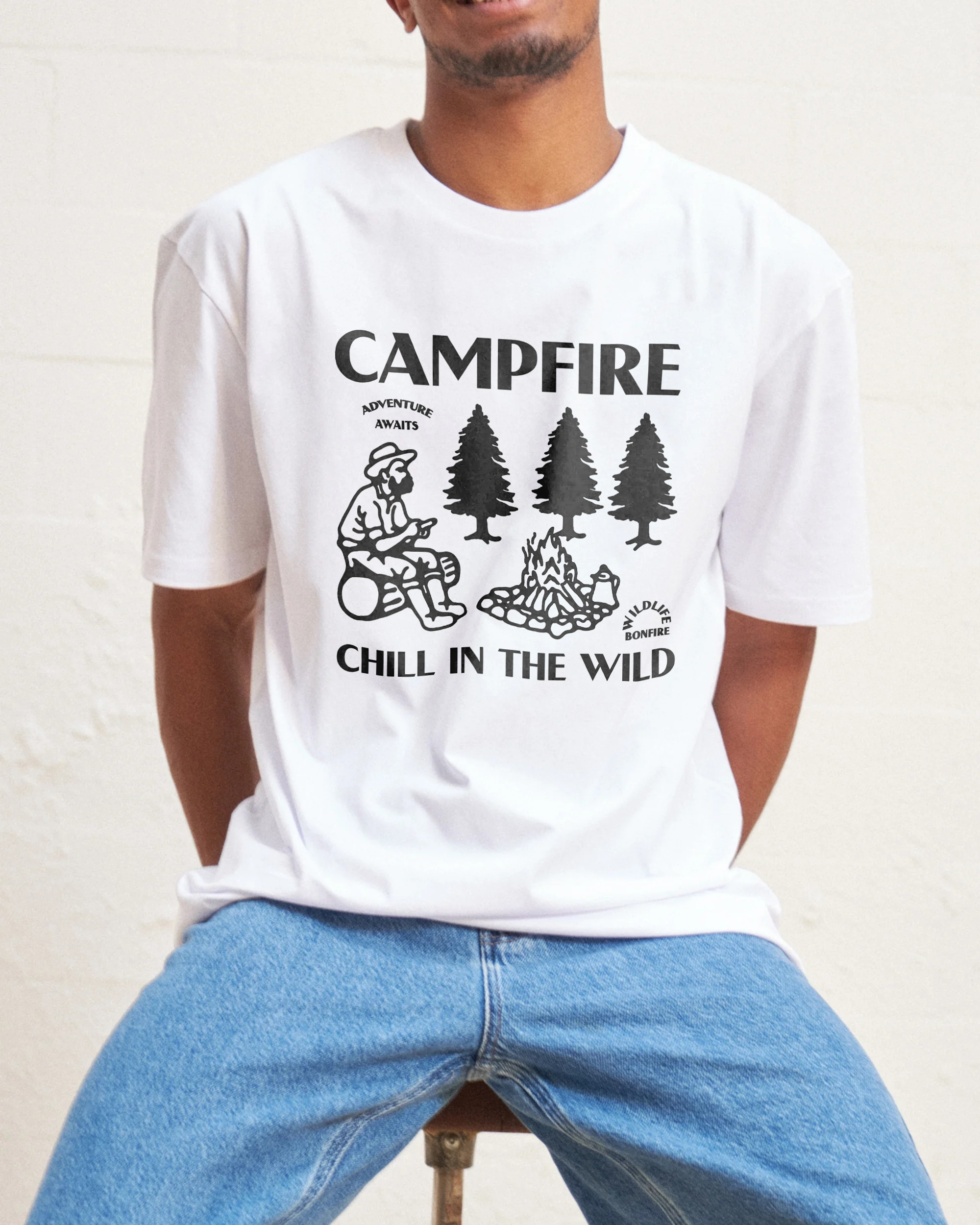Cotton T-Shirt | Campfire Unisex Fit Chill In The Wild | TIDESENCE