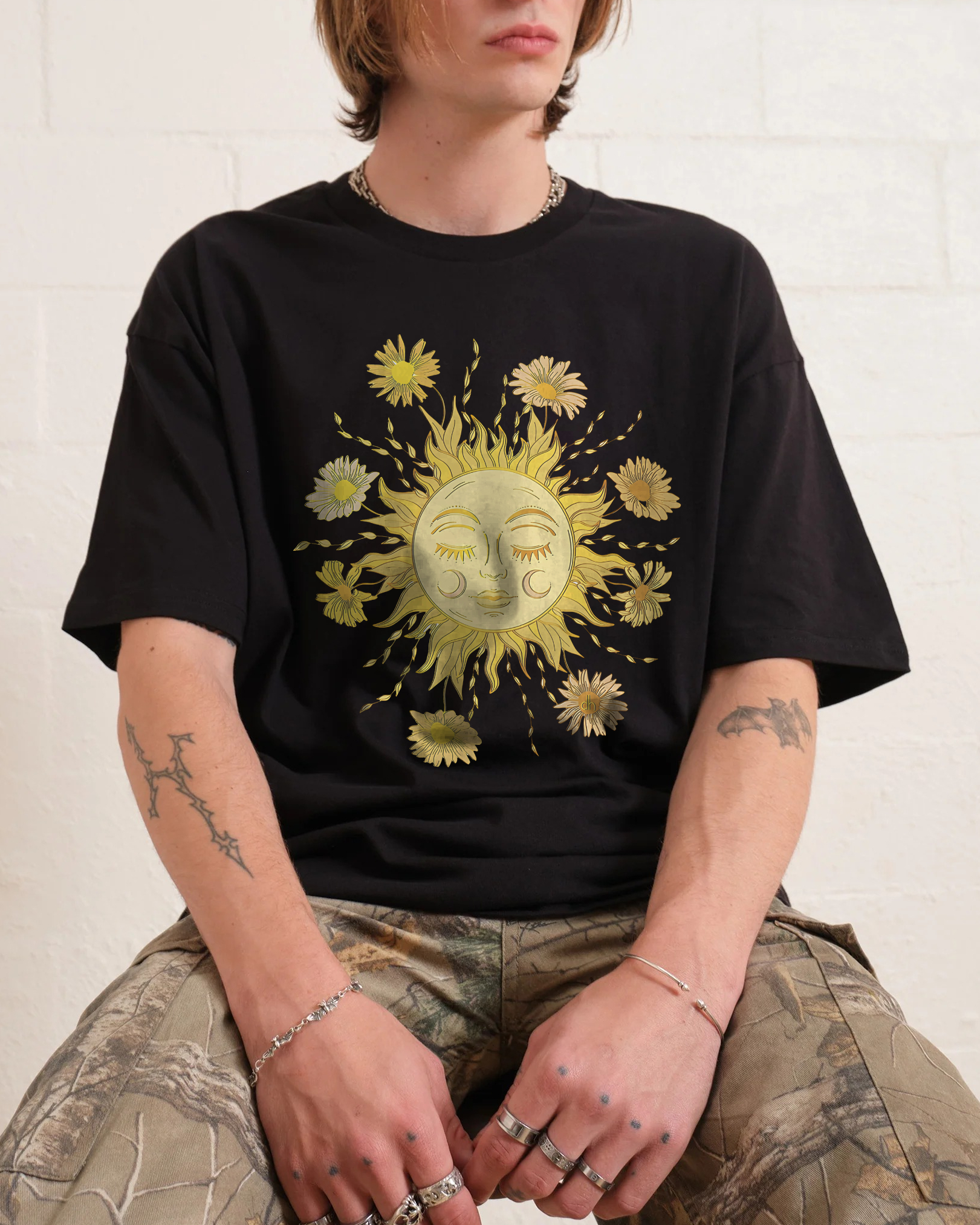 Cotton T-Shirt | Unisex Fit Hippie Sun Graphic Tee | TIDESENCE