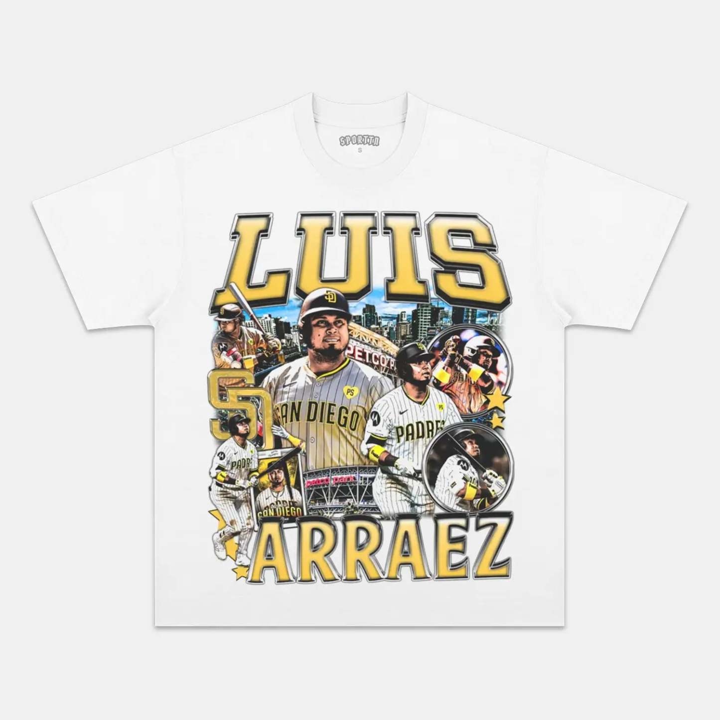 Unisex-Adult Ultra Cotton Washed T-Shirt Graphic LUIS ARRAEZ - PADRES TEE 