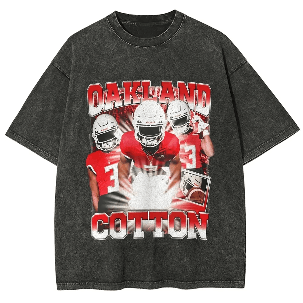 T-Shirt Oakland Unisex Fit Washed 100% Cotton Crew Neck Tee | TIDESENCE